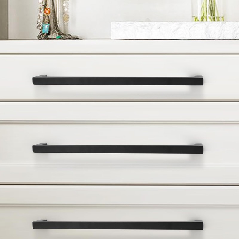 Probrico 256mm Black Cabinet Pulls Cabinet Handles Stainless Steel Drawer