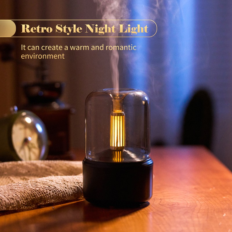 Candlelight Style Aroma Diffuser 120mL Mist Humidifier Warm White Night