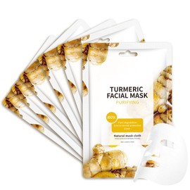 OUPEICHARM Turmeric Face Masks Sheet for Women,Moisturizes Facial Masks Oil Control,Hydrates, Soothes,Home Spa Facial Sheet Mask For All The Skin（6Pack）