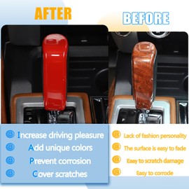 LLKUANG Center Console Gear Shift Head Cover Trim FIt for Toyota Tundra 2014-2021 Car Accessories (Red)