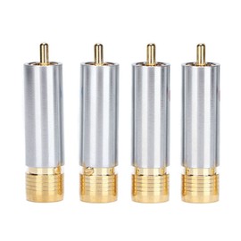 4PCS Preffair/R1722 Audio Connector Gold Plated Self Locking Solderless RCA ConnectorGray (Red and Blue Logo)
