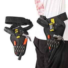 Drill Holster, Heavy Duty Impact Driver Holster, Professional Tool Holster, Specialist Driver Tool Bag Drill Holster Tools and Drill Bits, Oxford Fabric (with Belts)