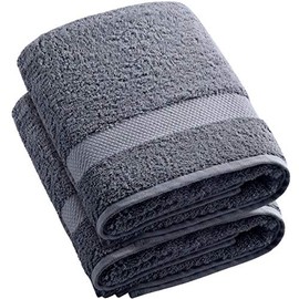 joluzzy Bath Towel Set, (30 x 55 Inches) 100% Long-Staple Cotton - Extreme Soft/Plush/Thick - High Absorbent - Luxury Hotel Quality -Â  Gray Bath Towel - Set of 2