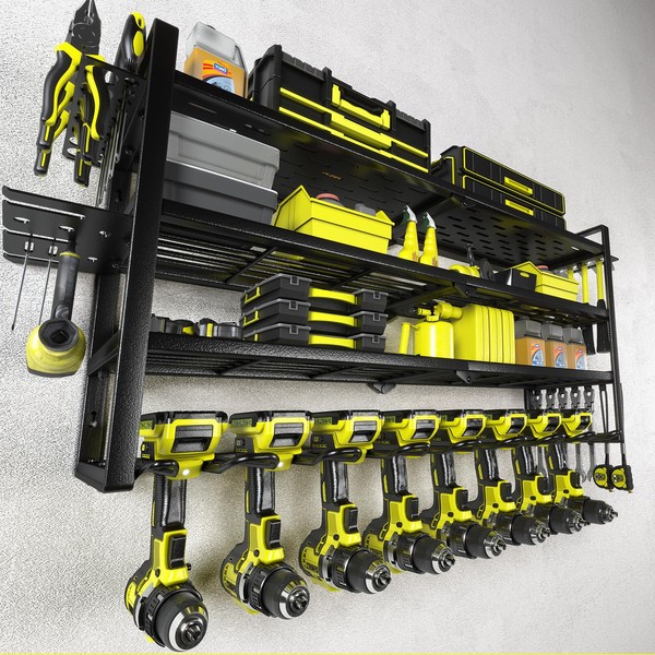 KAFAHOM Power Tool Organizer-8 Drill Holder Wall Mount，Tool Organizer and