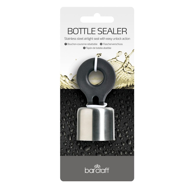BarCraft Wine Bottle Stopper with Flip Top Ring Pull, Stainless