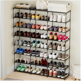 SMILHELTD Large Shoe Rack 3 Row 8 Tier 40-60 Pairs Shoes Boots with Plastic Plate Home Sturdy Storage Organizer Shelf for Garage Entryway Hallway Front Doorway