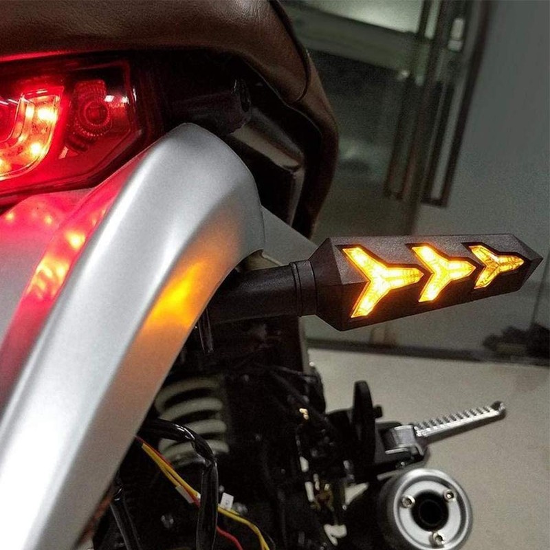 DophiSall Auto 2-Pack Motorcycle Indicators Flowing Turn Signal Lights Y