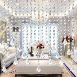 Starsglowing 5-Piece Set of 1-Meter Crystal Bead Curtain, Octagonal Bead Curtain, Wedding, House, Office Hanging Decoration, Party Decor (Crystal Diamond)