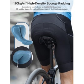 ARESFUEL Men's Cycling Shorts Padded Motorcycle Bike Riding Tights 120kg/m³ High Density Padding with 3 Pockets 5001 Black XL