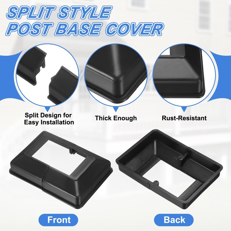 sourcing map 24Pcs Post Base Cover, 4.5"x3.25" (Internal Size 1.5"x2.5")