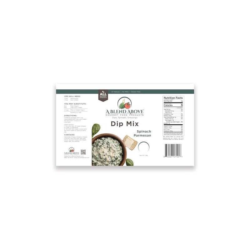 A Blend Above Spinach Parmesan Dip Mix, 1oz, (3 Pack),