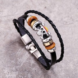 Zaky 28 Pcs Skeleton Pendant Necklace Cosplay Straw Hat Braided Bracelet Sticker Set for Small Medium Persons Collectibles Merch Gifts