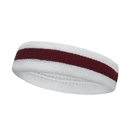 COUVER Boys Premium Quality Athletic Terry Cloth Striped Head Sweatband(1 Piece) - Maroon