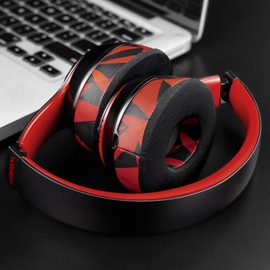 SoloWIT Cooling Gel Replacement Ear Pads Cushions for Beats Solo 2 & Solo 3 Wireless On-Ear Headphones, Earpads with High-Density Noise Isolation Foam, Added Thickness - Red Storm