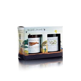 100 North Bee Good Do Good Cinnamon and Miombo Blossom Flavored Natural Honey Gift Set 12 Ounces Each