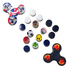 Encore Brandz Fidget Spinner Toy, Custom Face Fidget Kit, High Speed, Spinner Gifts for Adults and Kids, Stress Anxiety ADHD Relief Fidgets Toy, American Flag & Plain Black