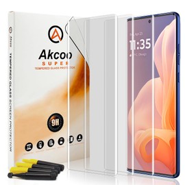 Akcoo Screen Protector for Motorola G85 5G, Tempered Glass UV Set [3 Pack], Full Screen Adhesive, Sensitive Touch,9H hardness Anti Scratch, Fingerprint-ID Compatible
