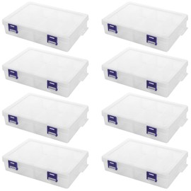 HEIHAK 8PCS 8Grids Plastic Snackle Box Container, Clear Compartment Storage Box, Small Storage Box with Adjustable Dividers for Snack Beads Jewelry Earring Toys Small Accessories