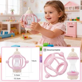 Juguetes para Morder Sensoriales Bebé, Sonajero Mordedor con Texturas para Aliviar la Dentición, Juguete Montessori para Bebés 0 3 6 9 12 Meses, Regal