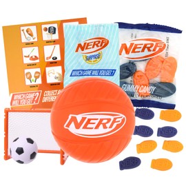 Nerf Mini Sports Gift Set, Surprise Tabletop Game and Gummies, Desk Accessories, Sport May Vary