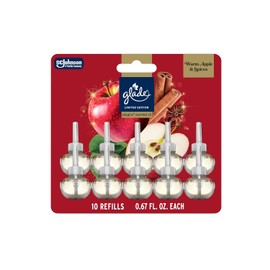 Glade PlugIns Refills Air Freshener, Warm Apple & Spices, Scented and Essential Oils for Home and Bathroom, 0.67 Fl Oz, 10 Count