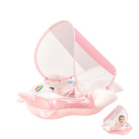 Baby Swimming Ring Baby Swim Float 3-12 Months,Pink Unicorn Newborn Swimming Float Baby Girl Float,Inflatable Pool Float Baby Rubber Ring with Shade Canopy Seat for Babies Toddlers Infant Swim Ring