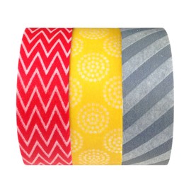 Wrapables Busy Patterns Japanese Washi Masking Tape (Set of 3), 10M L x 15mm W