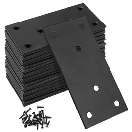 TAICHEUT 30 Pack 4" x 2" Stainless Steel Mending Plates Black, 2mm Thick Heavy Duty Flat Straight Brace Brackets with 180 Screws, Bracket Repair Plates, Fixing Joining Plates for Furniture