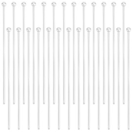 Beebeecraft 1 Box 200Pcs Ball Head Pins 925 Sterling Silver Plated Brass 50mm Earring Pins Silver Ball Pins for Jewellery Making Accessories DIY Earrings