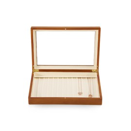 Yinbeini Necklace Display, Jewelry Organizer,Wooden Jewelry Box,Premium Jewelry Storage,Luxury Bracelet Organizer,Beige Necklace Box