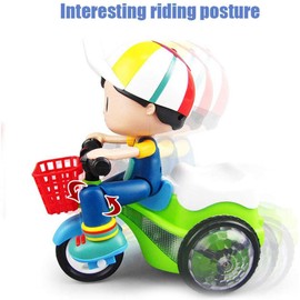 Random Color Kids Simulation Tricycle Toy Music Light Electric Cartoon Girl Boy Stunt Tricycle Toy