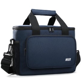 MIER Lunch Box for Men Adult Insulated Lunch Bag Heavy Duty Leakproof Lunch Cooler for Work Picnic Camping, 16 Can (Blue)