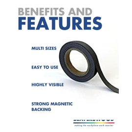 Magnetic Steel Easy-Wipe Tape, Thin & Flexible, Cut to Fit Strip, Strong Magnetic Tape, High Visible Identification, Suitable For All Non-Magnetic Surfaces - Matt Black - H.20mm x W.10M