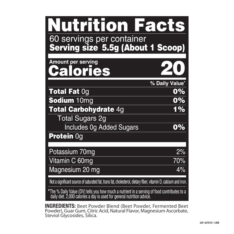 SlimFast Nature Fuel Power Beets Powder, Delicious Mixed Berry, 60