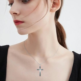 Cross Necklace for Women 925 Sterling Silver Cross Pendant Jewelry For Women Vintage Style Birthday Gifts