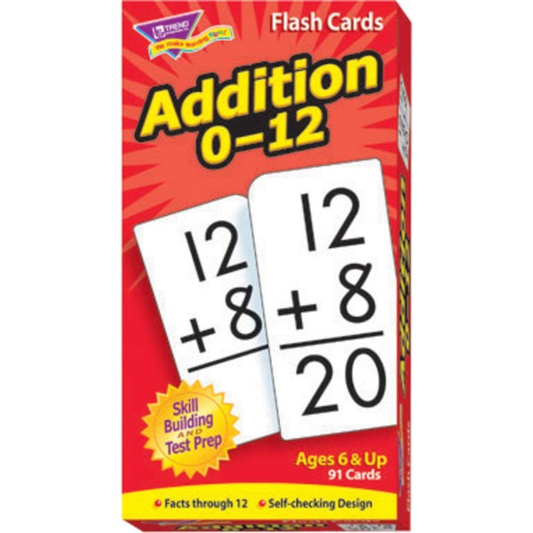 Trend Enterprises Math Flash Cards - Addition 0-12 - Pack of 91 Cards