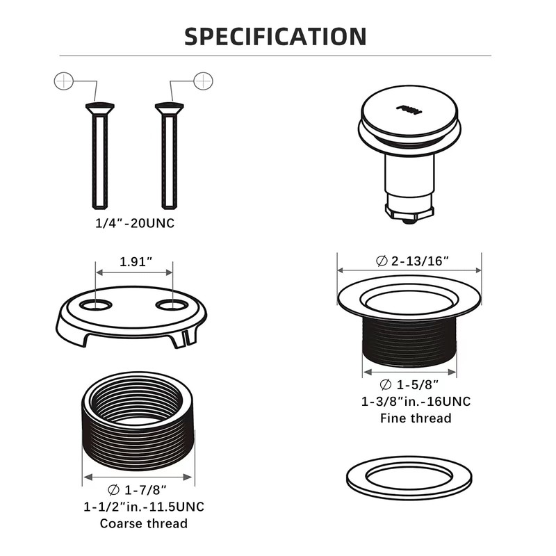 Matte Black Bath Tub Drain and Overflow Kit, Universal All