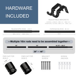 Byondeth Latest Curtain Rods for Windows 28 to 48 Inches Length Adjustable 1 Inch Diameter Window Heavy Duty Curtain Rod with Aluminium Finials Set for Outdoor, Farmhouse, Bedroom, Living Room, Black