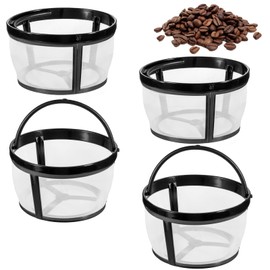 BOHUIZ 4Pcs Reusable Coffee Filter for 4-6 Cup Basket Machine, Nylon Mesh Coffee Filter Basket with Handle for Most Coffee Makers and Brewers