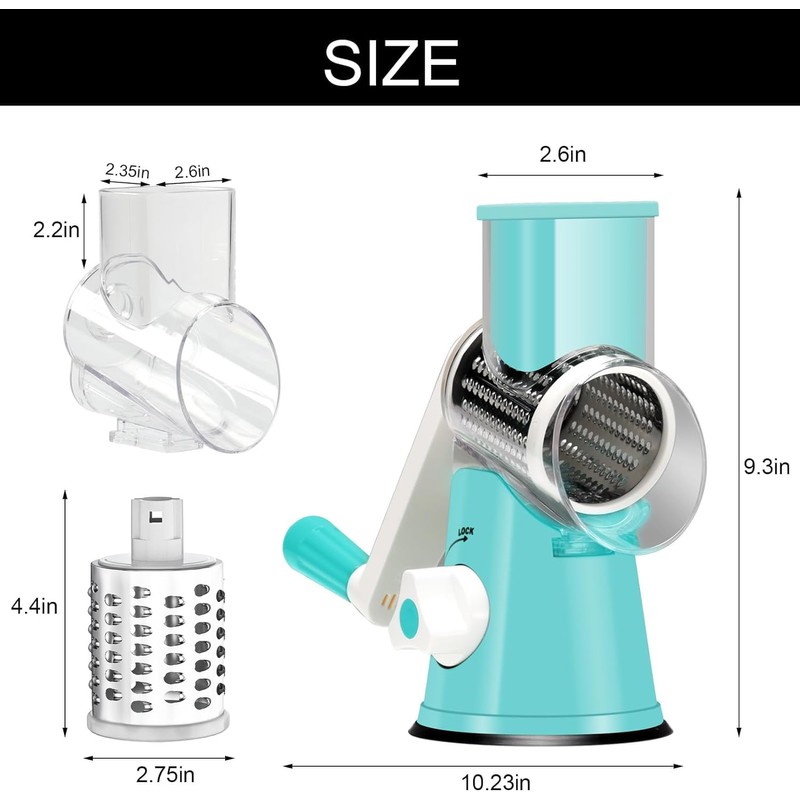 Cambom Rotary Cheese Grater Hand Crank Cheese Shredder for Fresh