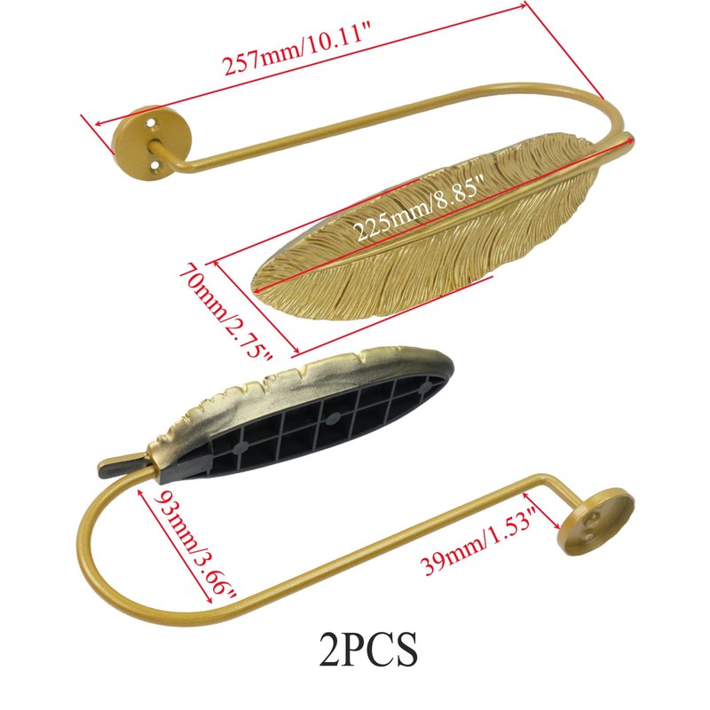 Woogim Feather Curtain Holder Wall Hook 2 PCS with Screws,U-Shaped