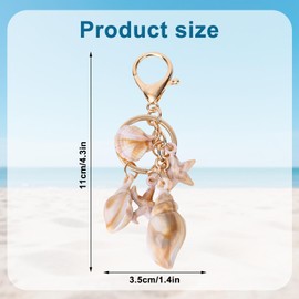 BOXOB Seashell Keychain, Beach Themed Bag Charm Cute Conch Starfish Shell Pendant Key Chain Ocean Key Ring Accessory Gift for Women Summer Holiday Beach Party Jewelry