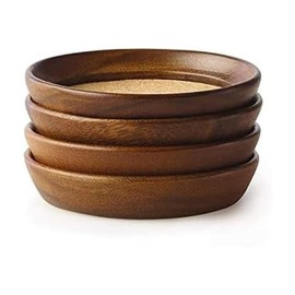 Kamenstein Juego de 4 posavasos apilables de madera de acacia natural y corcho, juego de 4                                                            