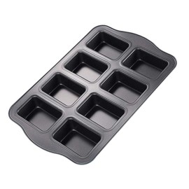 Mini Loaf Pan, 8-Cavity Non-Stick Muffin Pan ,Carbon Steel Brownie Bakeware for Oven baking -Gray