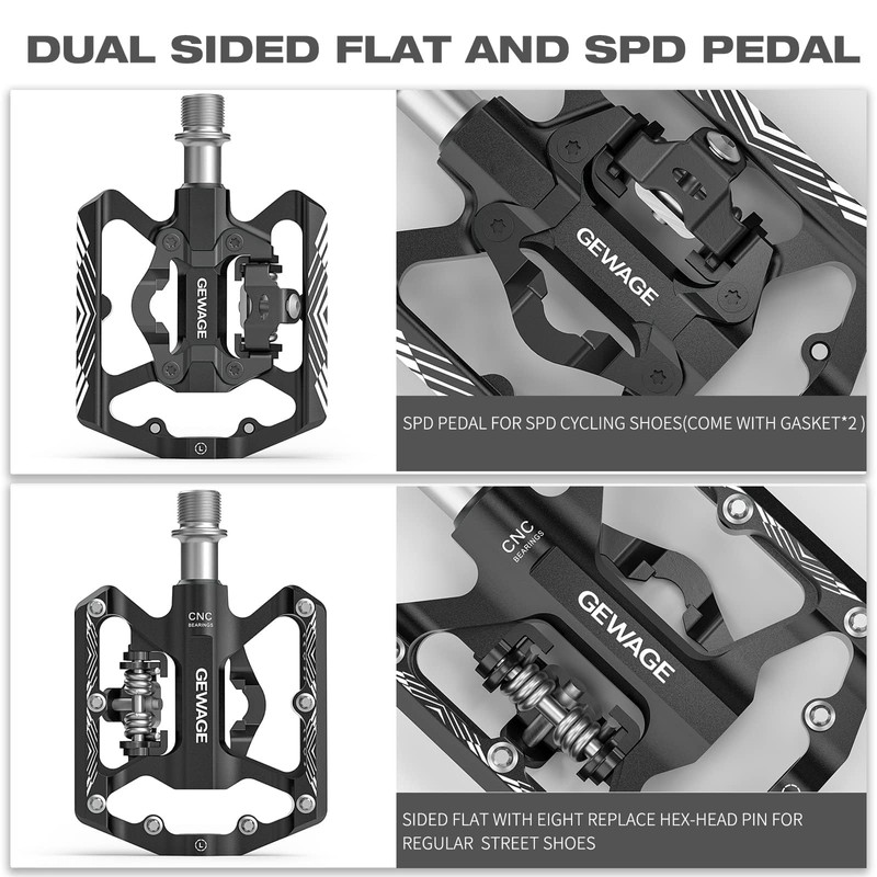 Mountain Bike Pedals - Dual Function Flat and Clipless Pedal