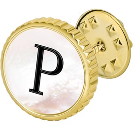 Gold Brooch for Men, Mens Lapel Pins for Suits Initial Brooch Pin Mother of Pearl Lapel Stick Pin for Any Suits jackets Necktie Bow Tie Hat