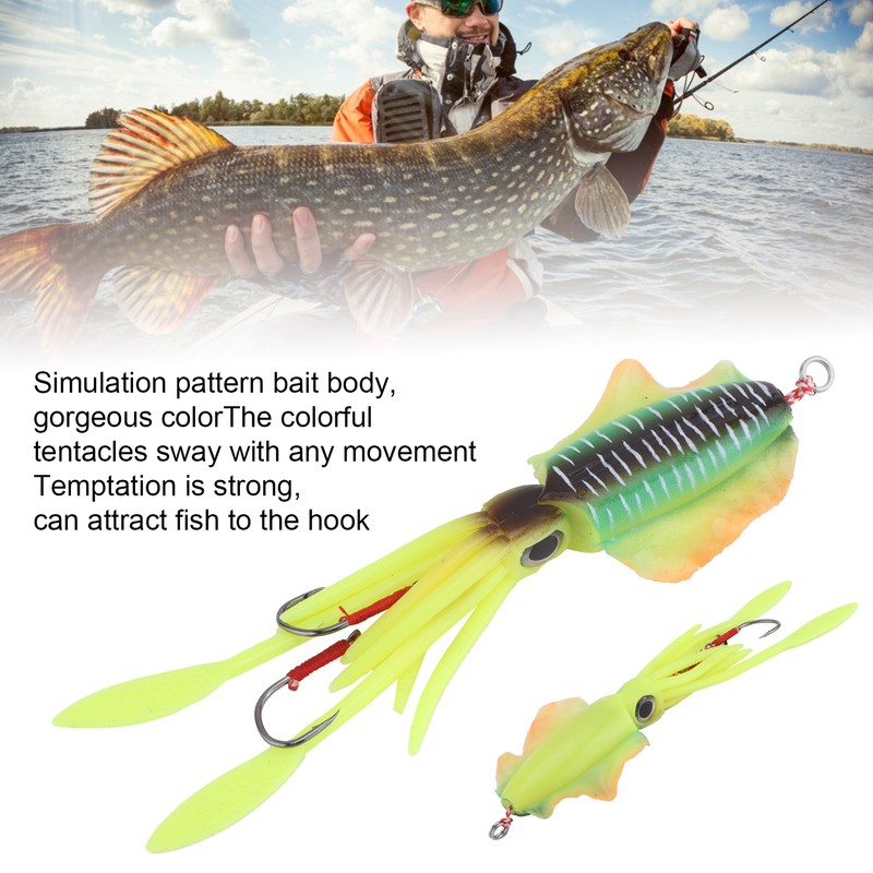 Fishing UV Squid Soft Lure Luminous Octopus Wobbler Bait Squid