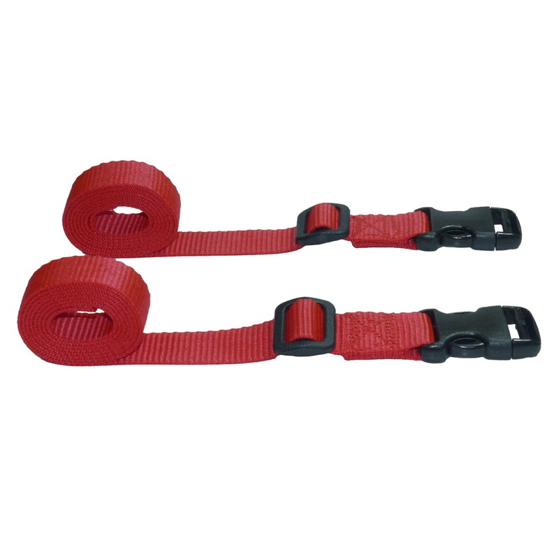 Webbing Strap with Quick Release Buckle, Pack of 2 (Red,