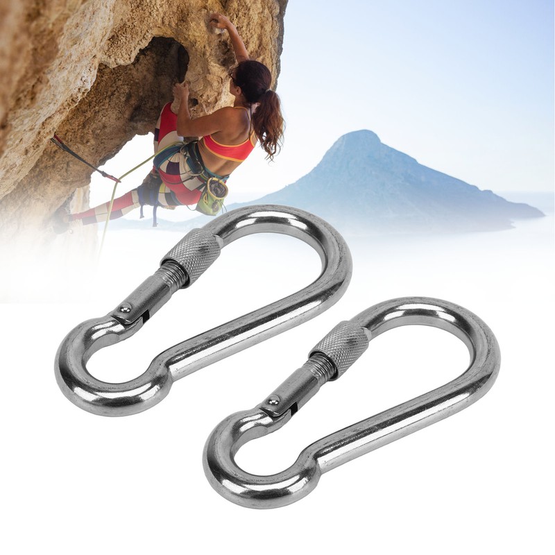 2pcs Stainless Steel Locking Clip Outdoor Camping Locking Buckle for