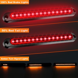 4PCS 12V-24V 30 LED Tail Lights Red & Yellow Trailer Brake Light Turn Signal Trailer Sequential Identification Light Waterproof Tail Light Bar for Truck Pickup Golf Cart Marine Boats